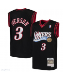 Youth Philadelphia 76ers Allen Iverson Mitchell & Ness Black Hardwood Classics Swingman Throwback Jersey