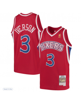 Youth Philadelphia 76ers Allen Iverson Mitchell & Ness Red 1996/97 Hardwood Classics Swingman Throwback Jersey