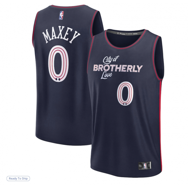 Men's Philadelphia 76ers Tyrese Maxey Fanatics Navy Fast Break Jersey - City Edition