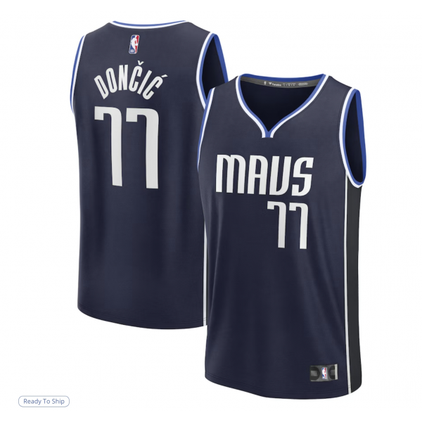 Men's Dallas Mavericks Luka Dončić Fanatics Navy Fast Break Player Jersey - Statement Edition