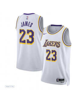 Unisex Los Angeles Lakers LeBron James Nike White Swingman Jersey - Association Edition