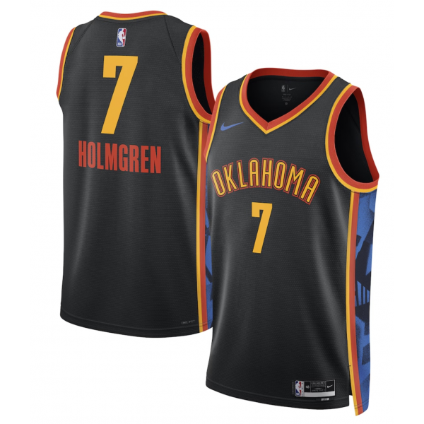 Unisex Oklahoma City Thunder Chet Holmgren Nike Black 2024/25 Swingman Player Jersey - City Edition