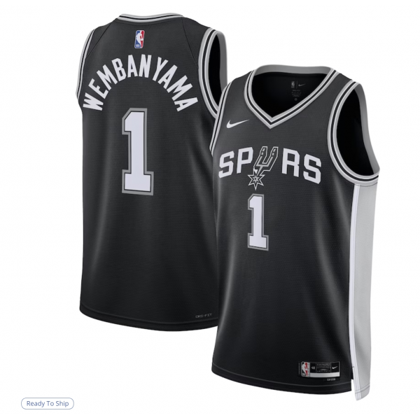 Men's San Antonio Spurs Victor Wembanyama Fanatics Black Fast Break Replica Jersey - Icon Edition