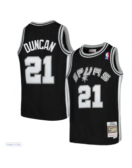 Youth San Antonio Spurs Tim Duncan Mitchell & Ness Black Swingman Throwback Jersey