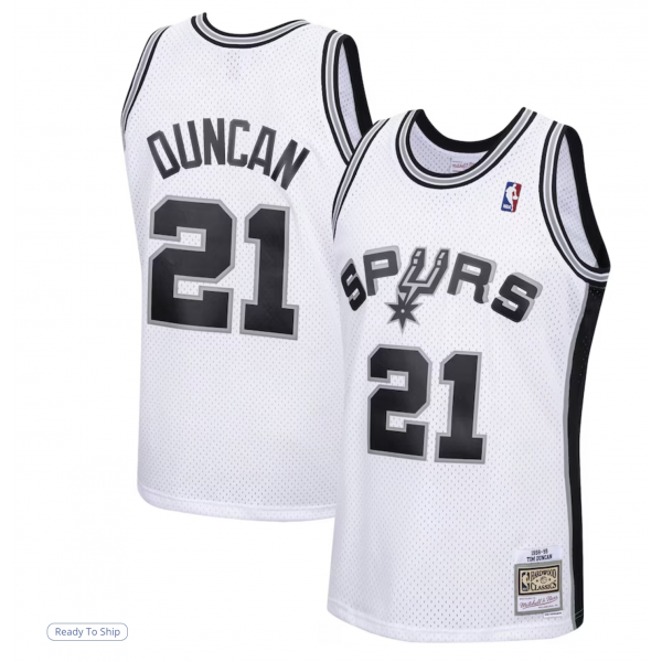 Men's San Antonio Spurs Tim Duncan Mitchell & Ness White 1998/99 Hardwood Classics Swingman Jersey