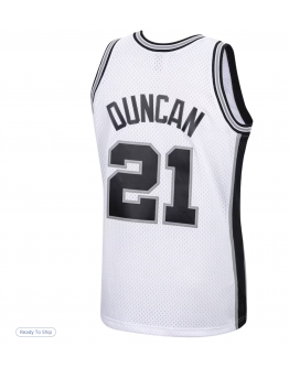 Men's San Antonio Spurs Tim Duncan Mitchell & Ness White 1998/99 Hardwood Classics Swingman Jersey