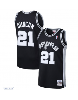 Men's San Antonio Spurs Tim Duncan Mitchell & Ness Black 1998/99 Hardwood Classics Swingman Jersey