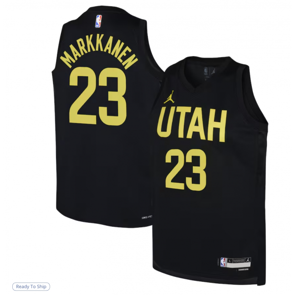 Unisex Utah Jazz Lauri Markkanen Jordan Brand Black Swingman Player Jersey - Statement Edition