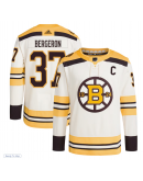 Men's Boston Bruins Patrice Bergeron adidas Cream Alternate Primegreen Authentic Player Jersey