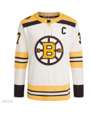 Men's Boston Bruins Patrice Bergeron adidas Cream Alternate Primegreen Authentic Player Jersey