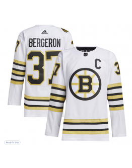 Men's Boston Bruins Patrice Bergeron adidas White Away Primegreen Authentic Player Jersey