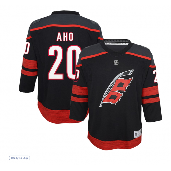 Youth Carolina Hurricanes Sebastian Aho Black Home Replica Player Jersey