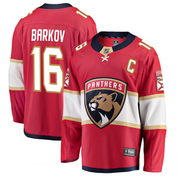 Men's Florida Panthers Aleksander Barkov Fanatics Red Captain Patch Home Breakaway Jersey