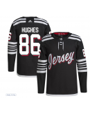 Men's New Jersey Devils Jack Hughes adidas Black Alternate Primegreen Authentic Player Jersey