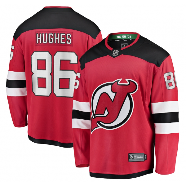 Men's New Jersey Devils Jack Hughes Fanatics Red Breakaway Player Jersey