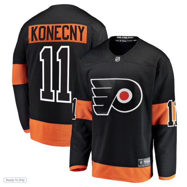 Men's Philadelphia Flyers Travis Konecny Fanatics Black Alternate Breakaway Player Jersey