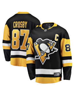 Men's Pittsburgh Penguins Sidney Crosby Fanatics Black Captain Patch Home Breakaway Jersey