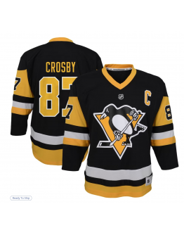 Youth Pittsburgh Penguins Sidney Crosby Black Captain Patch Home Replica Player Jersey