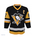 Youth Pittsburgh Penguins Sidney Crosby Black Captain Patch Home Replica Player Jersey