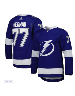 Men's Tampa Bay Lightning Victor Hedman adidas Blue Home Primegreen Authentic Player Jersey