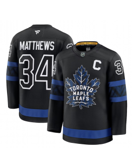 Men's Toronto Maple Leafs Auston Matthews Fanatics Black Captain Patch Alternate Premium Jersey