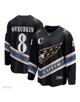 Men's Washington Capitals Alexander Ovechkin Fanatics Black Alternate 50th Anniversary Premier Breakaway Player Jersey