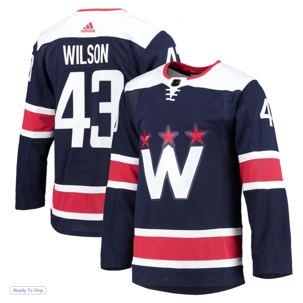 Men's Washington Capitals Tom Wilson adidas Navy Alternate Primegreen Authentic Player Jersey