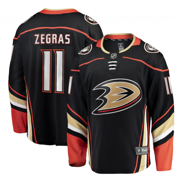 Men's Anaheim Ducks Trevor Zegras Fanatics Black Home Breakaway Player Jersey