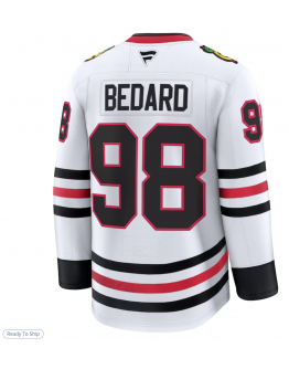 Men's Chicago Blackhawks Connor Bedard Fanatics White Away Premium Jersey