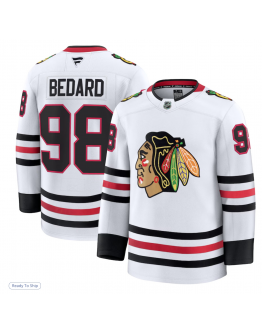 Men's Chicago Blackhawks Connor Bedard Fanatics White Away Premium Jersey