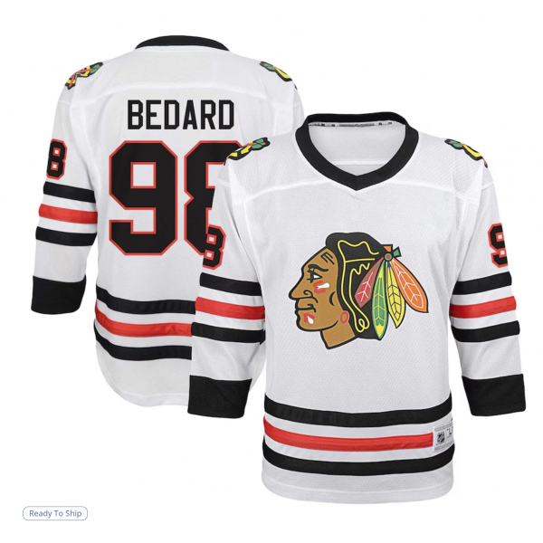 Youth Chicago Blackhawks Connor Bedard White Away Replica Player Jersey