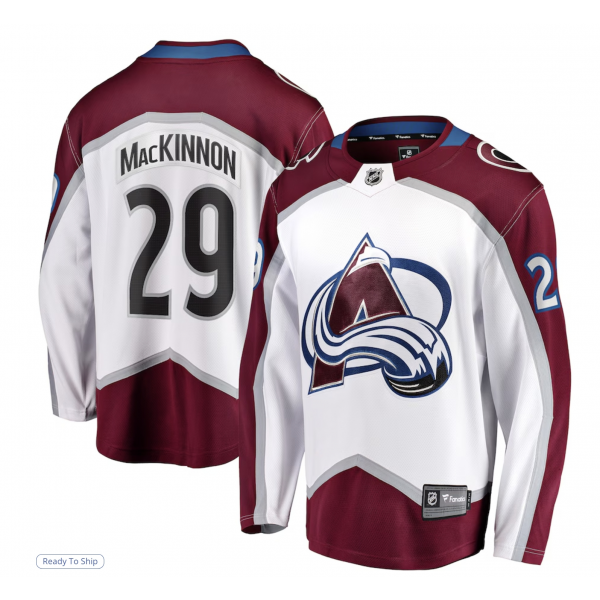 Men's Colorado Avalanche Nathan MacKinnon Fanatics White Away Premier Breakaway Player Jersey