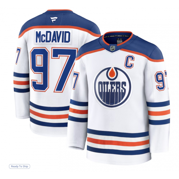 Men's Edmonton Oilers Connor McDavid Fanatics White Away Premium Jersey