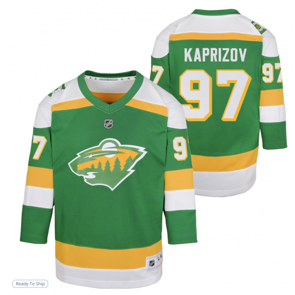 Youth Minnesota Wild Kirill Kaprizov Green 2023/24 Alternate Replica Player Jersey