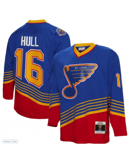 Men's St. Louis Blues Brett Hull Mitchell & Ness Blue 1995/96 Blue Line Player Jersey