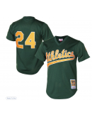 Men's Athletics Rickey Henderson Mitchell & Ness Green 1998 Cooperstown Mesh Batting Practice Jersey