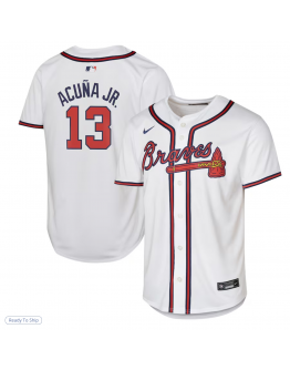 Youth Atlanta Braves Ronald Acuña Jr. Nike White Home Limited Player Jersey