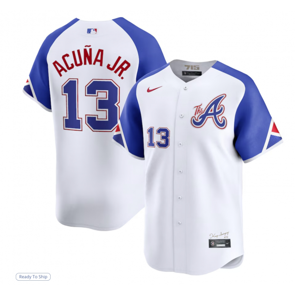 Men's Atlanta Braves Ronald Acuña Jr. Nike White City Connect Limited Player Jersey