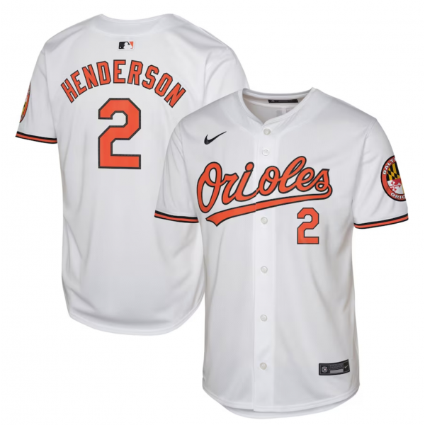 Youth Baltimore Orioles Gunnar Henderson Nike White Home Limited Jersey