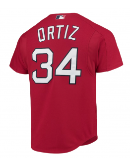 Men's Boston Red Sox David Ortiz Mitchell & Ness Red Cooperstown Collection Mesh Batting Practice Button-Up Jersey