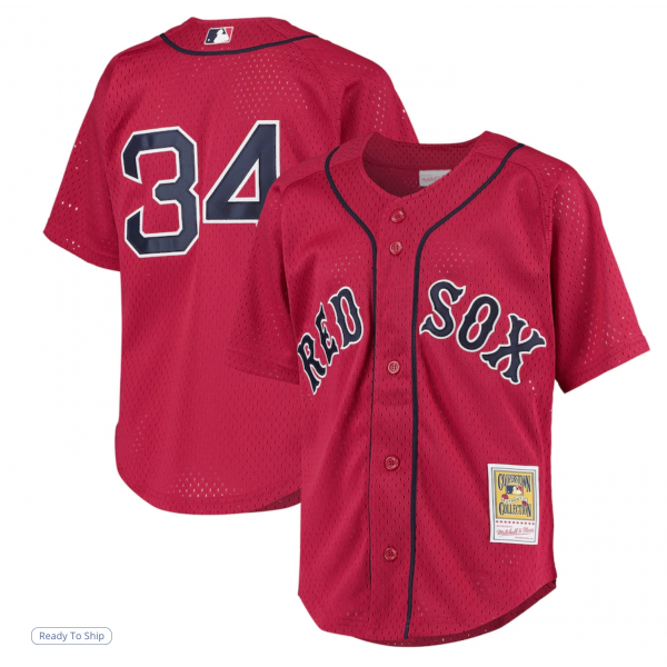 Youth Boston Red Sox David Ortiz Mitchell & Ness Red Cooperstown Collection Batting Practice Jersey