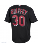 Men's Cincinnati Reds Ken Griffey Jr. Mitchell & Ness Black Cooperstown Collection Mesh Batting Practice Button-Up Jersey