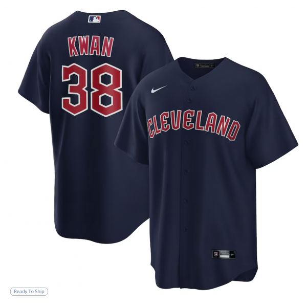 Men's Cleveland Guardians Steven Kwan Nike Navy Alternate Replica Jersey