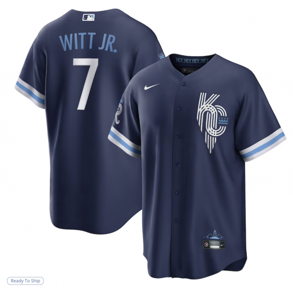 Men's Kansas City Royals Bobby Witt Jr. Nike Navy City Connect Replica Player Jersey