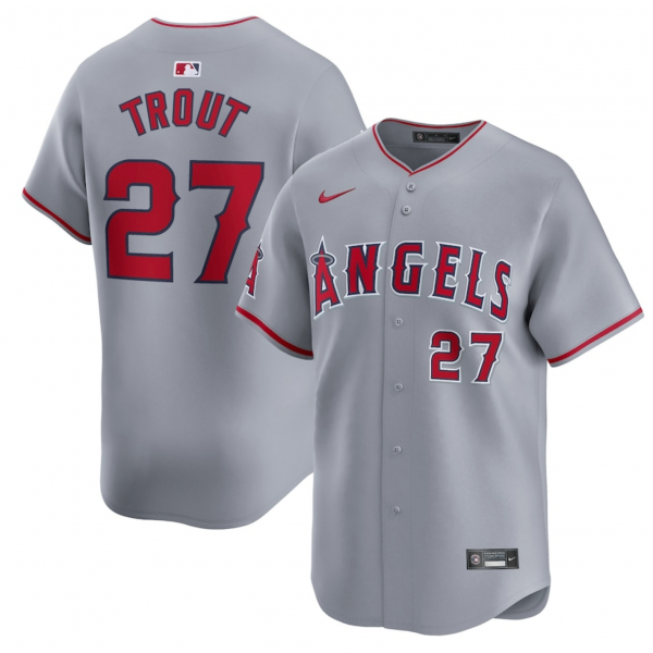 Men's Los Angeles Angels Mike Trout Nike Gray Away Limited Player Jersey