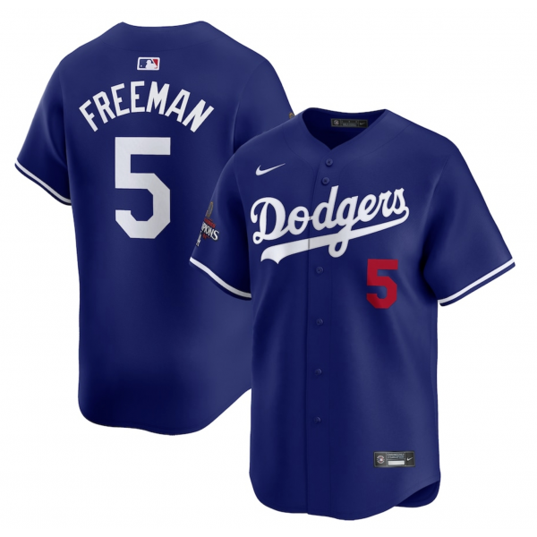 Men's Los Angeles Dodgers Freddie Freeman Nike Royal 2024 World Series Champions Alternate Limited Player Jersey