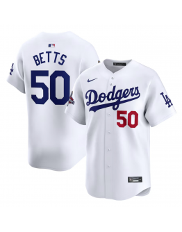 Men's Los Angeles Dodgers Mookie Betts Nike White 2024 World Series Champions Home Limited Player Jersey