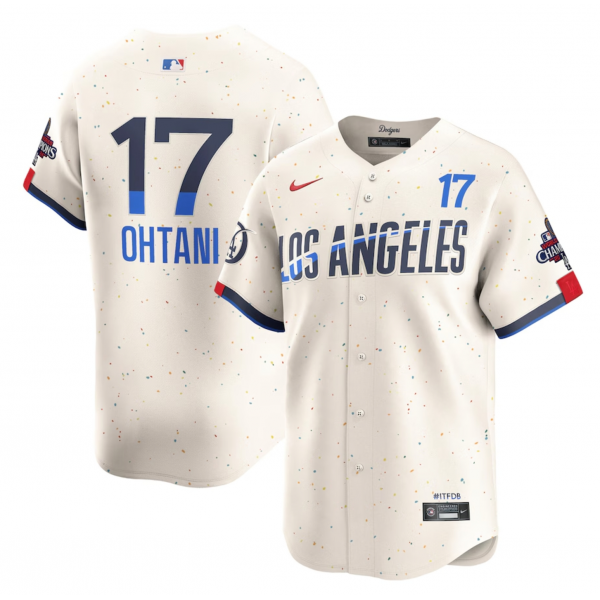 Men's Los Angeles Dodgers Shohei Ohtani Nike Cream 2024 World Series Champions City Connect Limited Player Jersey