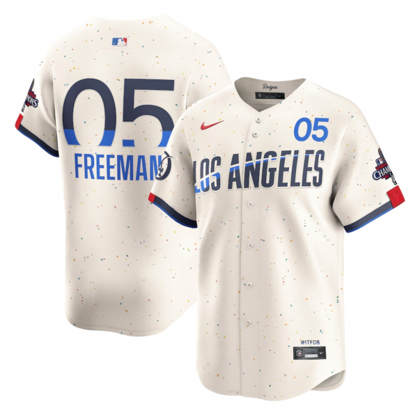 Men's Los Angeles Dodgers Freddie Freeman Nike Cream 2024 World Series Champions City Connect Limited Player Jersey