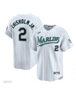 Men's Miami Marlins Jazz Chisholm Jr. Nike White Cooperstown Limited Jersey